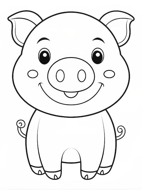 a cartoon pig with big eyes and a smile on it's face, standing in front of a white background