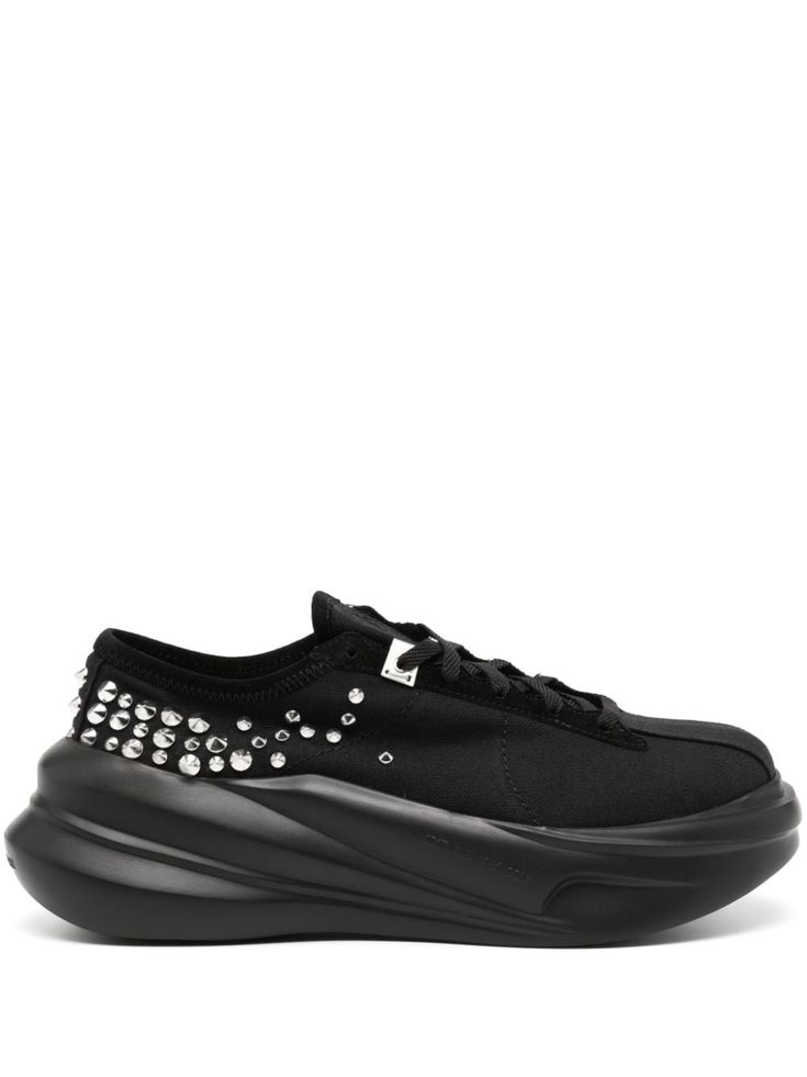 black stud detailing round toe front lace-up fastening branded insole flat rubber sole Studded Sneakers, Hiking Sneakers, Black Stud, 1017 Alyx 9sm, Sneakers Grey, Chunky Sneakers, Low Sneakers, Slip On Sneakers, Sneakers White