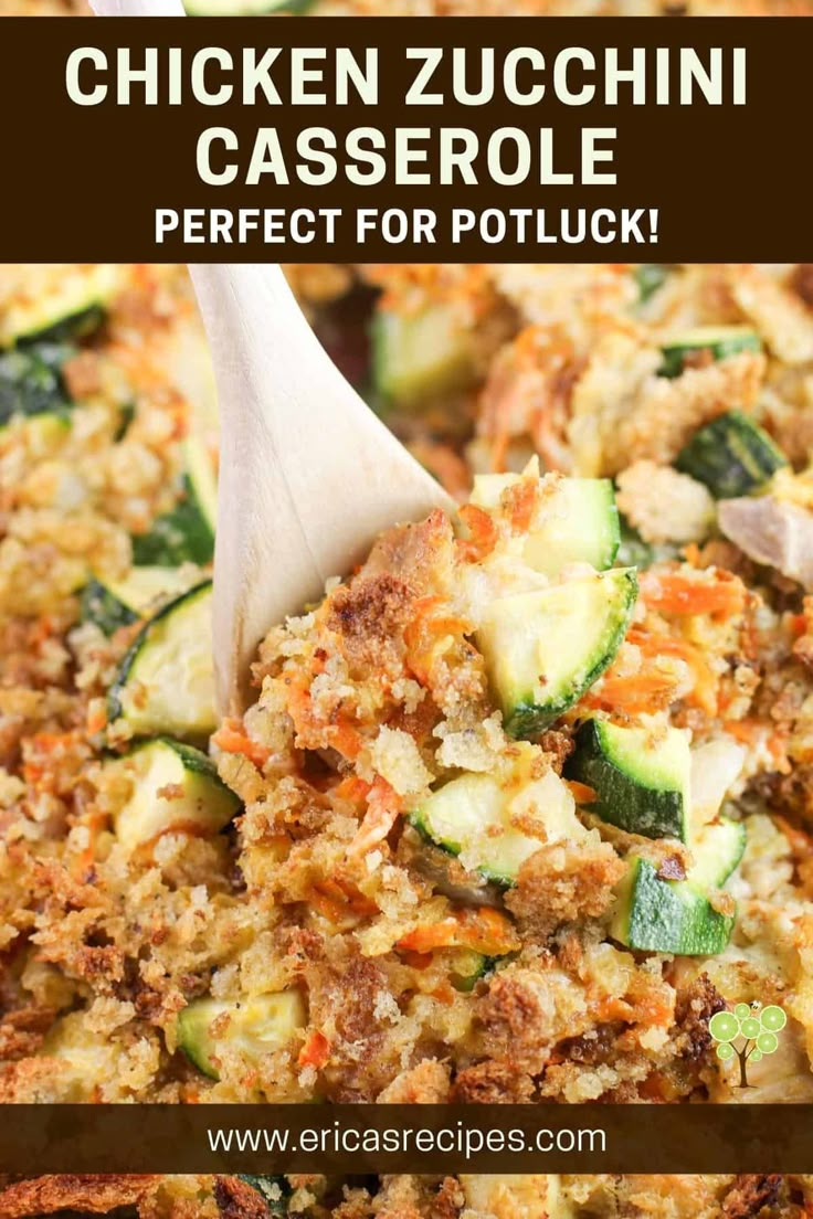 chicken zucchini casserole is the perfect side dish for potluck