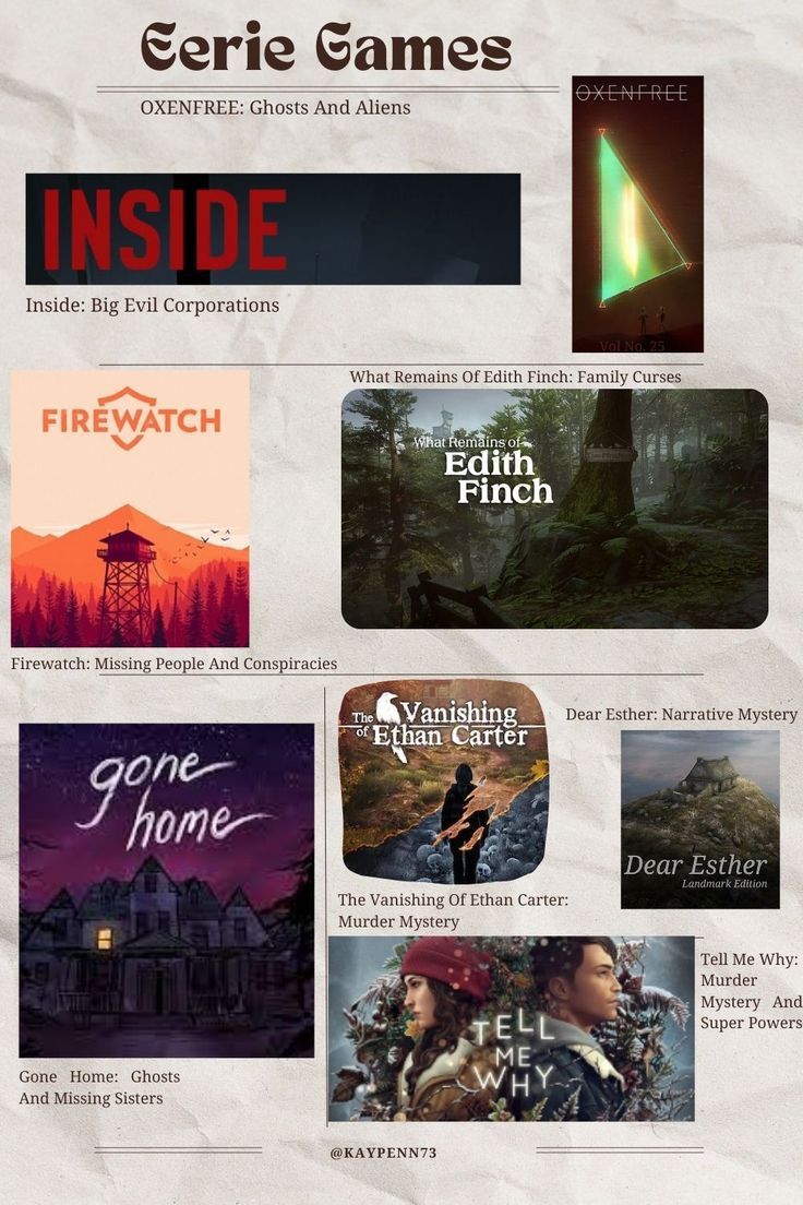 Inside, Oxenfree, Firewarch, Edith Finch, Gone Home, The Vanishing of Ethan Carter, Dear Esther, Tell Me Why Games To Stream, Nintendo Switch Adventure Games, Horror Game Recommendations, Video Games Recommendations, Nintendo Switch Oled Games, Best Switch Games, Indie Horror Games, Video Games To Play, Best Nintendo Switch Games