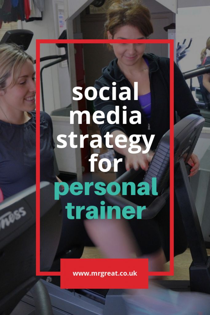 two women working out on treadmills with the words social media strategy for personal trainer