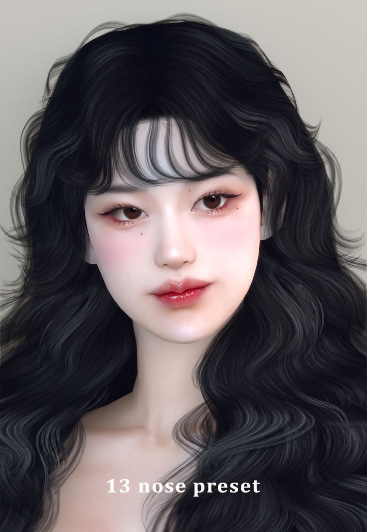 an animated image of a woman with long black hair