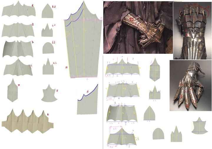 an image of the design and construction of a medieval knight's armor, complete with cut outs