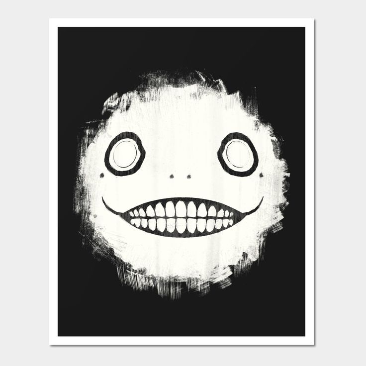 a black and white drawing of a creepy face