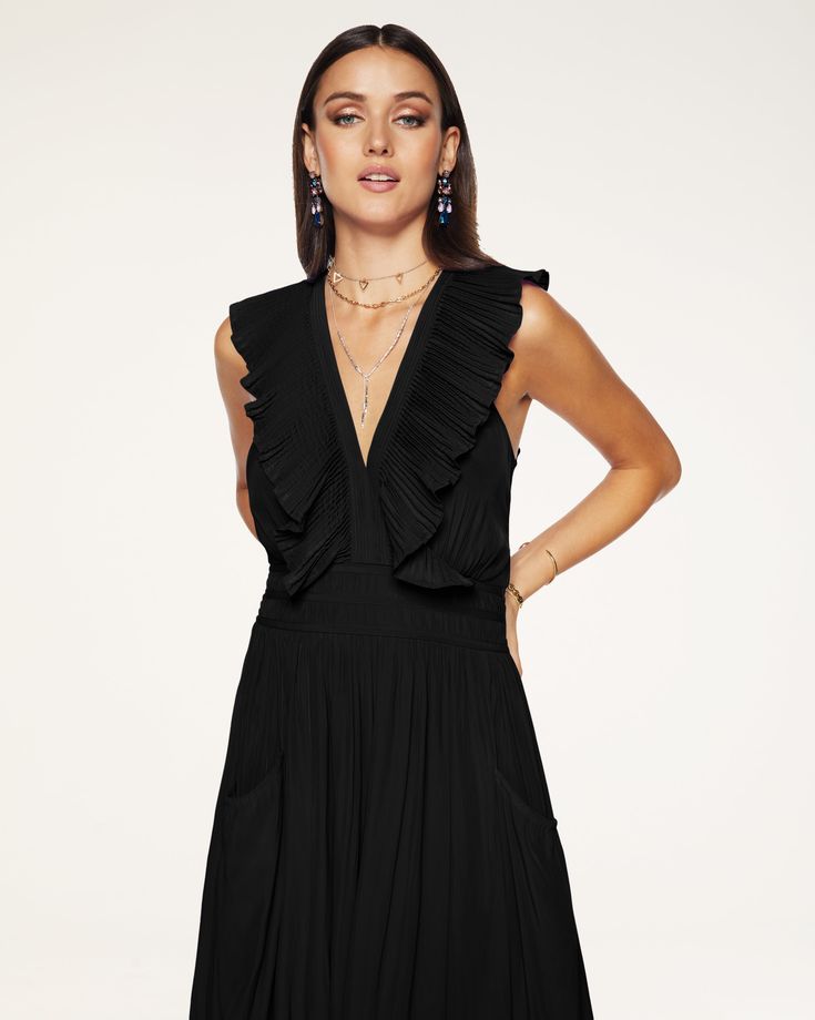 Modern and elegant, the Camden was made for celebration. Feel like your best self with each wear thanks to the pleat-adorned v-neckline, perfect for showing off your necklace stack, while the breezy skirt tiers at the bottom for graceful movement with every step. Deliver that champagne toast in style at your next special occasion in the beautiful Camden. Size & Fit – This style runs large, we suggest sizing down. – Model is Wearing Size XS– Model is 5'9" – Length: 62", based on a size S Size Gui Champagne Toast, Ruffled Maxi Dress, Black And Navy, Online Store, Special Occasion, Little Black Dress, Maxi Dress, Celebrities, How To Wear