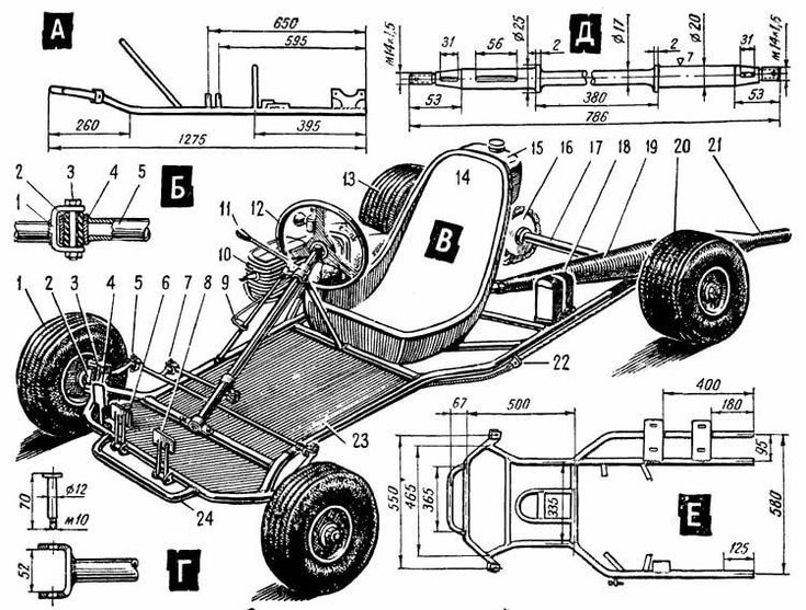 an old drawing of a car with four wheels