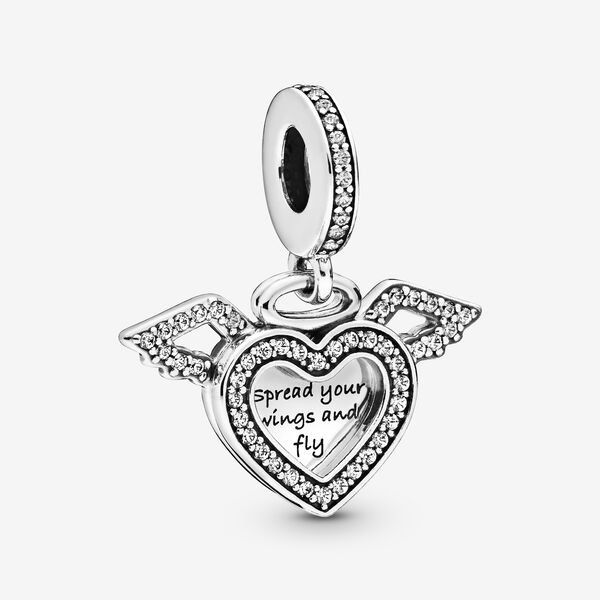 Heart and Angel Wings Dangle Charm | Silver | Pandora US Pandora Angel Charm, Ali D'angelo, Celestial Beings, Angel Wings Heart, Pandora Rose, Pandora Heart, Charms Pandora, Bracelet Pandora, Pandora Hearts