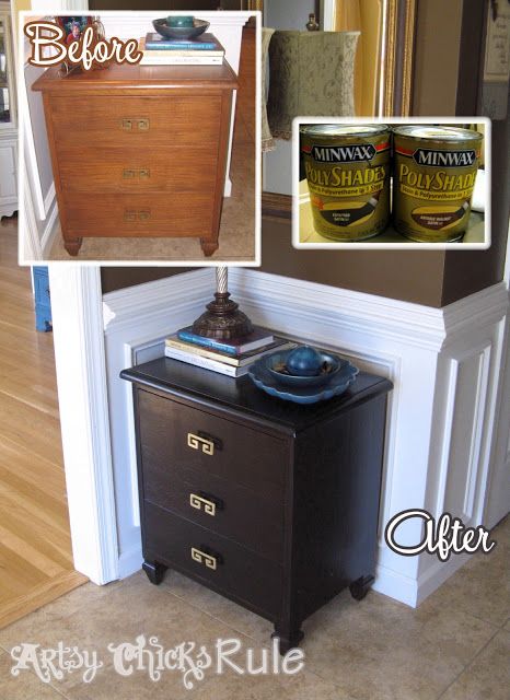 before and after photos of an old dresser turned into a side table with chalk paint