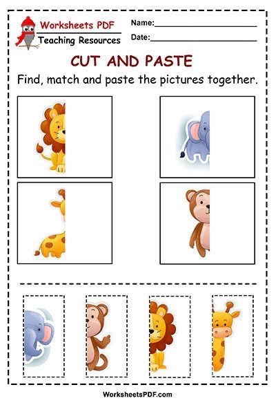 worksheet for children to learn how to make cut and paste the pictures together