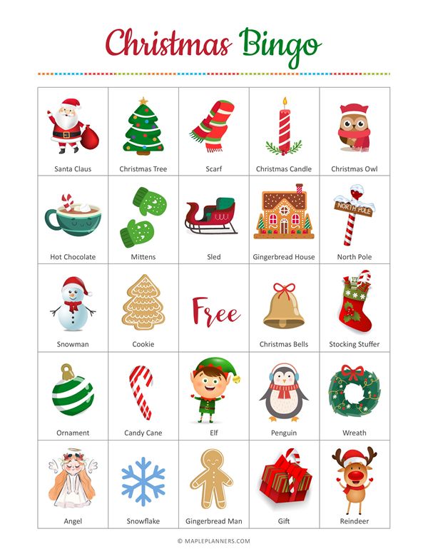 the christmas bingo game is shown in red and green