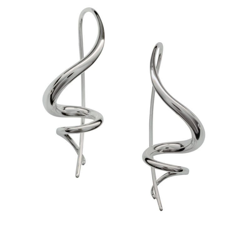 Modern Spiral Earrings For Formal Occasions, Modern Spiral Jewelry For Formal Occasions, Modern Spiral Jewelry For Formal Events, Formal Spiral Jewelry With Matching Earrings, Elegant Spiral Sterling Silver Jewelry, Nickel Free Jewelry With A Modern Twist, Sterling Silver Spiral Earrings For Formal Occasions, Silver Spiral Wrap Earrings In Sterling Silver, Formal Sterling Silver Earrings With A Modern Twist