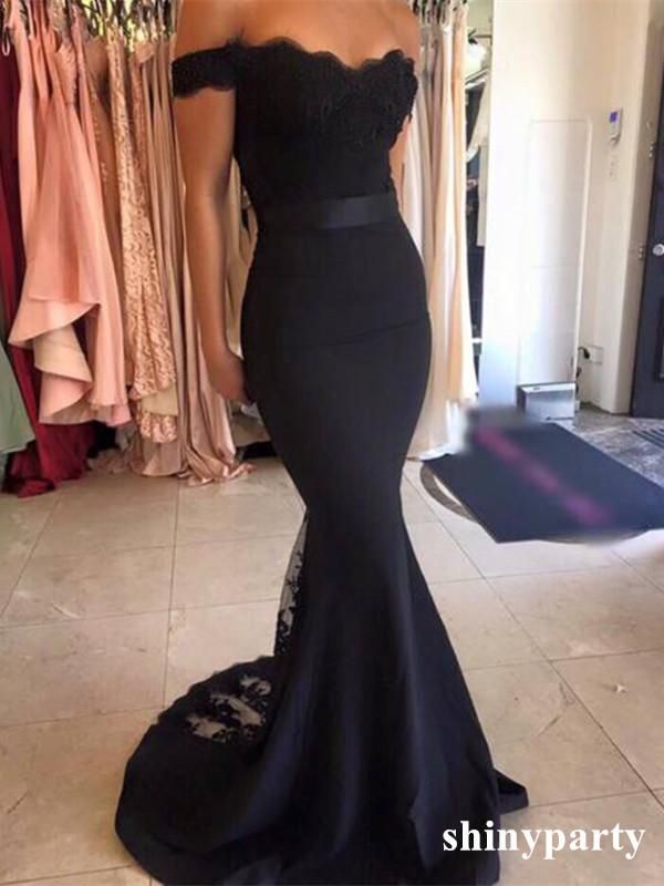 Off Shoulder Black Lace Mermaid Prom Dresses, Black Lace Mermaid Bridesmaid Dresses Black Lace Bridesmaid Dress, Black Lace Prom Dress, Prom Dress With Train, Navy Blue Prom Dresses, Girl Games, Evening Dress Long, Mermaid Prom Dresses Lace, فستان سهرة, Satin Prom Dress