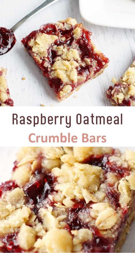 raspberry oatmeal crumble bars on a white table