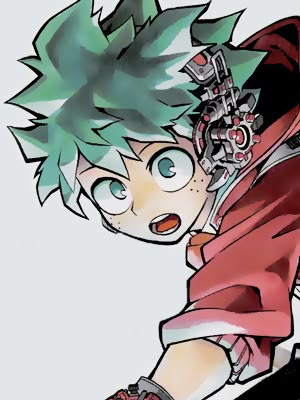 an anime character with green hair and red shirt