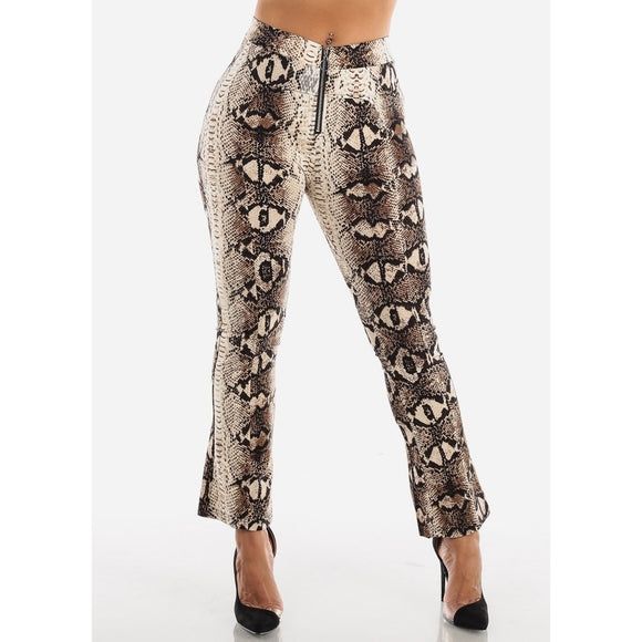 High Waisted Beige Flare Snake Pants - The Fix Clothing Snake Pants, Flare Lounge Pants, Cropped Wide Leg Trousers, Fix Clothing, Silky Pants, Silk Wide Leg Pants, Silver Pants, Seersucker Pants, Beige Pants