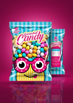 a bag of candy with sunglasses on it and the packaging is made out of candy