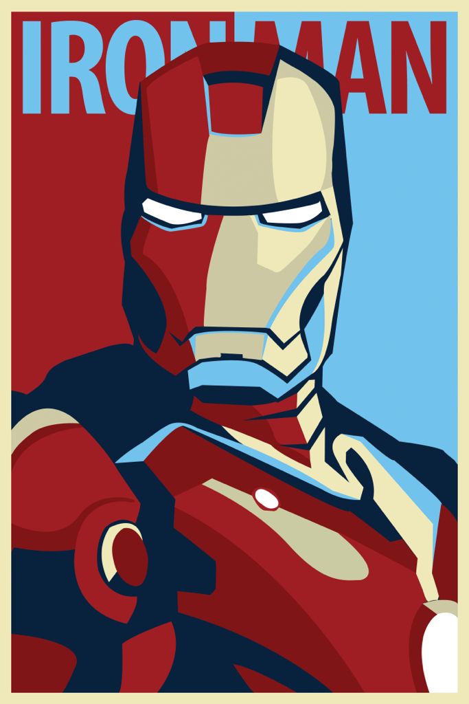 an iron man poster with the words ironman on it's chest and head