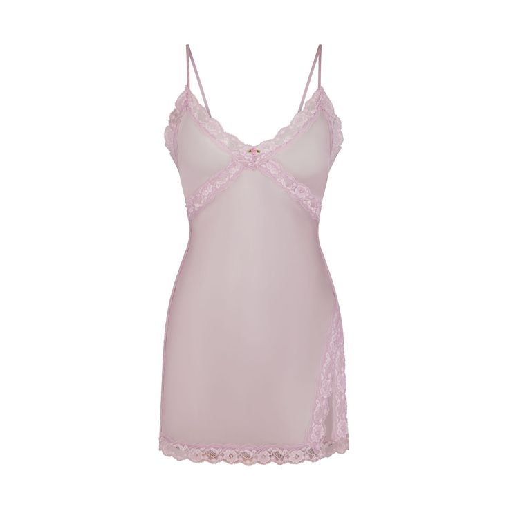 SKIMS ROMANCE LACE SLIP DRESS | IRIS MICA Diy Night Dress, Babydoll Dress Nightwear, Corset Slip Dress, White Lace Slip Dress, Better Everyday, Coquette Outfits, Pink Slip Dress, Dream Night, Night Gowns