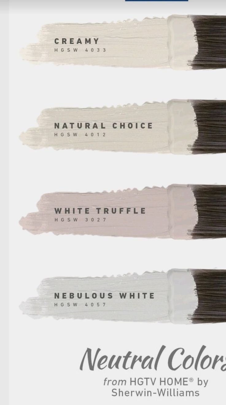 four shades of neutral and white paint with the words neutral colors written in black on them