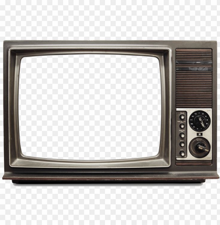 an old fashioned television set with no screen, on a transparent background png clipart