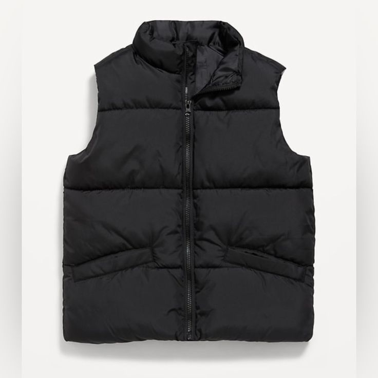 Materials: 100% Polyester Condition: New With Tag Black Puffer Vest Outfit, Vest For Boys, Old Navy Vest, Black Puffer Vest, Standing Collar, Cute Preppy Outfits, Black Puffer, Winter Fits, Boys Coat