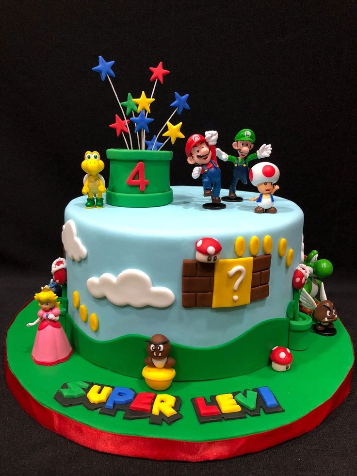 Nintendo Cake, Artistic Cake, Super Mario Brothers Birthday, Mario Birthday Cake, Mario Bros Cake, Bolo Sonic, 4de Verjaardag, Super Mario Cake, Super Mario Bros Birthday Party