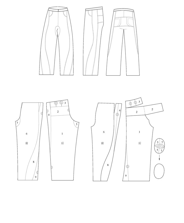 the sewing pattern shows how to cut and sew pants for each individual person's body