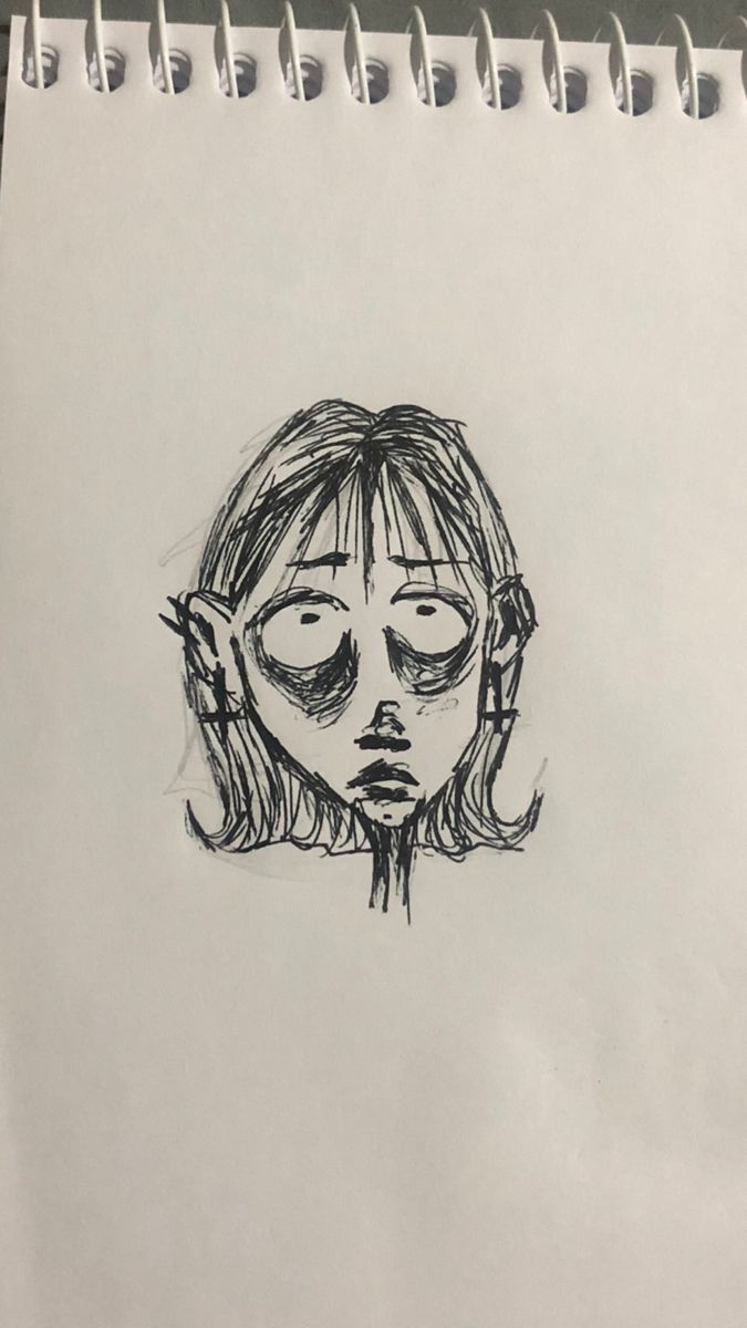 a drawing of a girl with her eyes closed