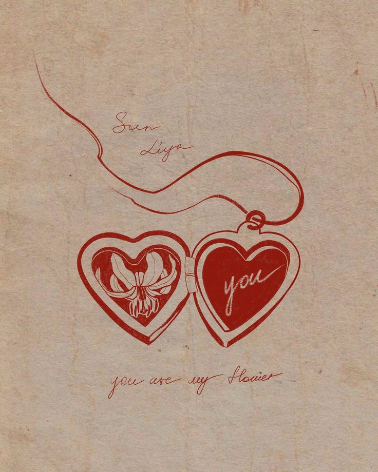 two hearts with the words you are my forever written in red on an old paper