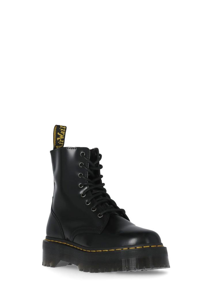 Upper: 100% Leather Lining: 80% Leather, 20% Textile Sole: 100% Rubber | Dr. Martens Women's Jadon Platform Boots in Black | FW23/24 Leather Ankle-high Combat Boots For Spring, Spring Leather Ankle-high Combat Boots, Spring Leather Combat Boots With Flat Heel, Spring Ankle-high Leather Combat Boots, Round Toe Combat Boots With Reinforced Heel For Work, Leather Combat Boots With Reinforced Flat Heel, Leather Combat Boots With Reinforced Heel, Classic Faux Leather Boots With Reinforced Heel, Medium Width Leather Combat Boots For Work