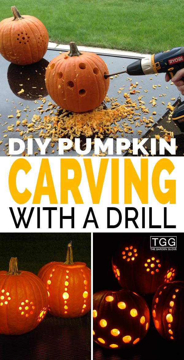 carving pumpkins with drill holes