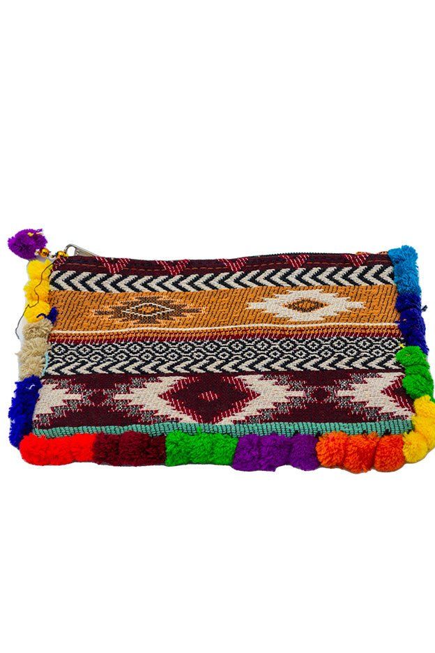 Cosmetic Pom Pom Pouch Introducing our handcrafted Banjara Small Pouches, perfect for beauty enthusiasts. These vibrant handcrafted handbags feature a convenient zipper, making them ideal for organizing and storing your cosmetics. Stay stylish and organized on the go with our beautiful Cosmetic Pom Pom Pouch—a must-have accessory for every occasion. Disclaimer: These are 100% handmade bags. No 2 bags are the same. Guaranteed that you will receive the same model but please be aware that the desig Multicolor Zipper Pouch Pencil Case For Travel, Travel Multicolor Zipper Pouch Pencil Case, Multicolor Zipper Pouch Pencil Case For Daily Use, Handmade Multicolor Coin Purse For Travel, Multicolor Pouch Pencil Case For Daily Use, Multicolor Cosmetic Bag Perfect For Gifts, Multicolor Cosmetic Bag As Gift, Multicolor Cosmetic Bag Suitable As Gift, Artisan Multicolor Clutch As A Gift