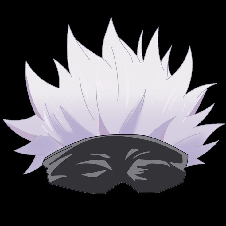 an anime character with white hair wearing a black mask and purple feathers on it's head