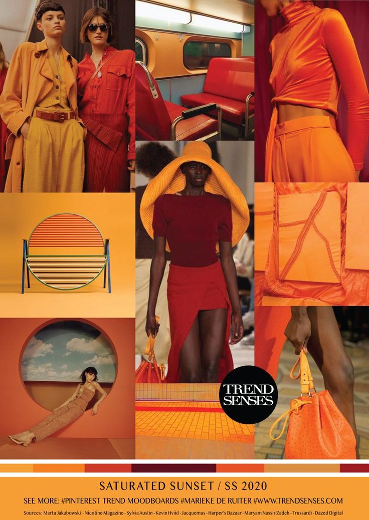 TREND | TRENDSENSES - SATURATED SUNSET . SS 2020 Trend Senses, Fashion Trend Board, Emerging Designers Fashion, Fashion Trend Forecast, Trend Board, Trend Forecast, Color Trends Fashion, Fashion Forecasting, Colour Trends