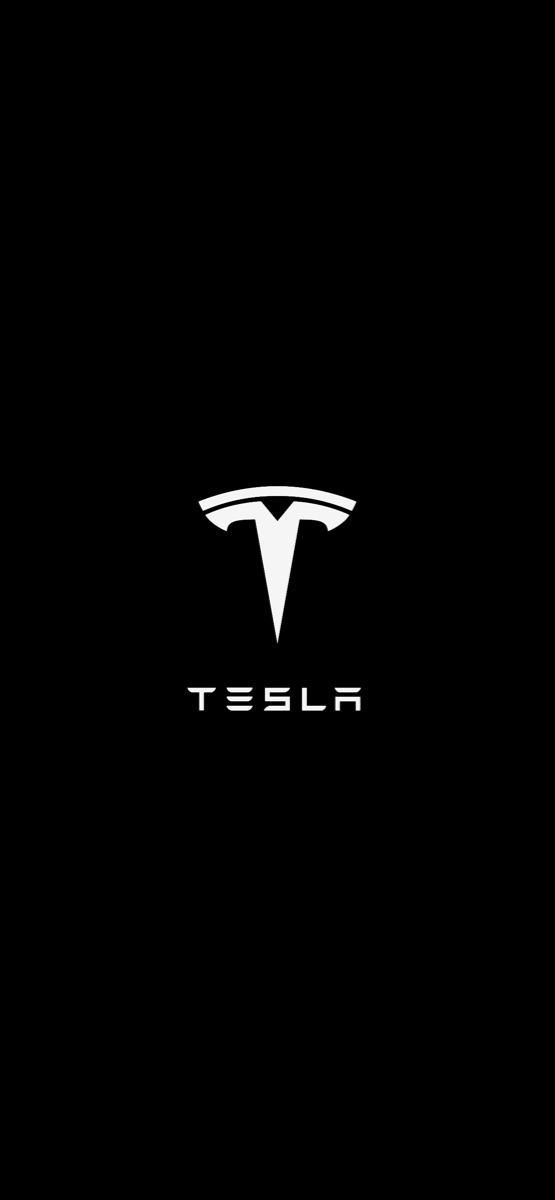 the tesla logo on a black background