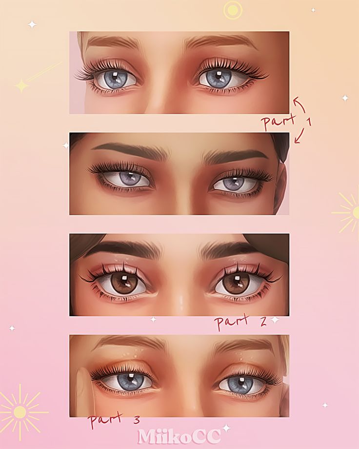 three different types of blue eyes with long lashes