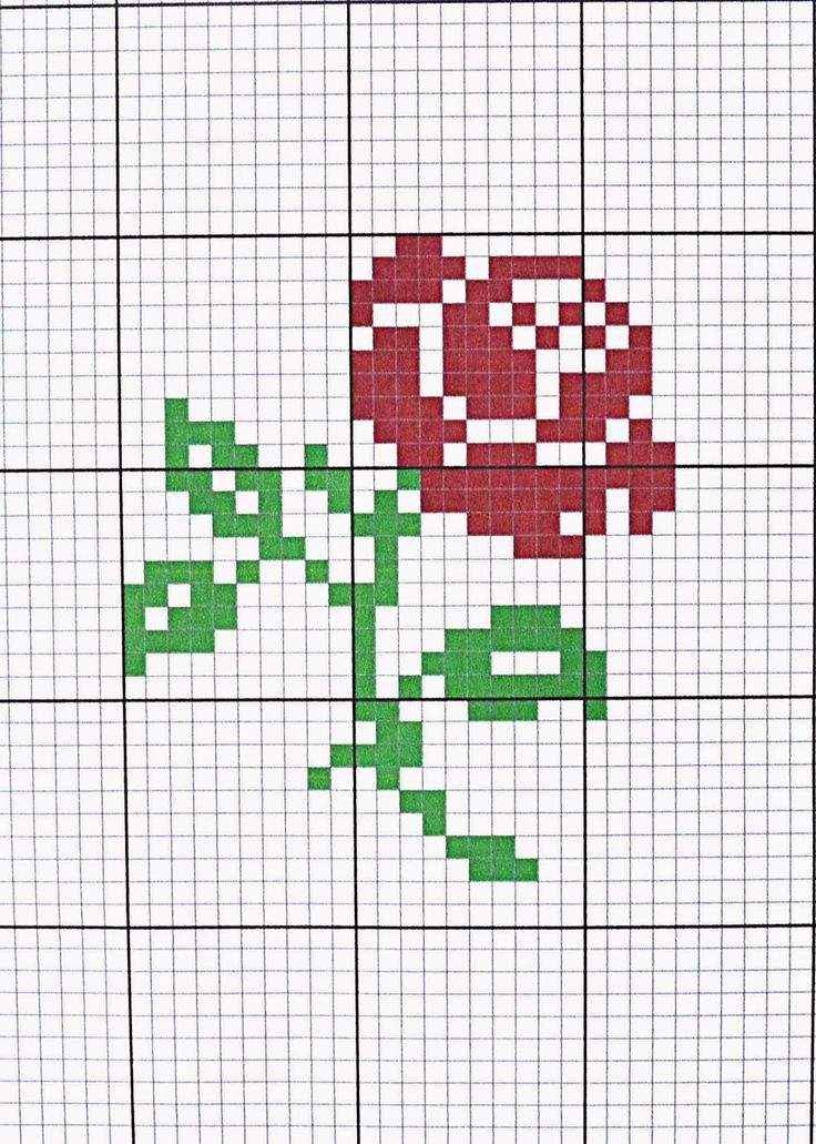 a cross stitch pattern with a red rose on it