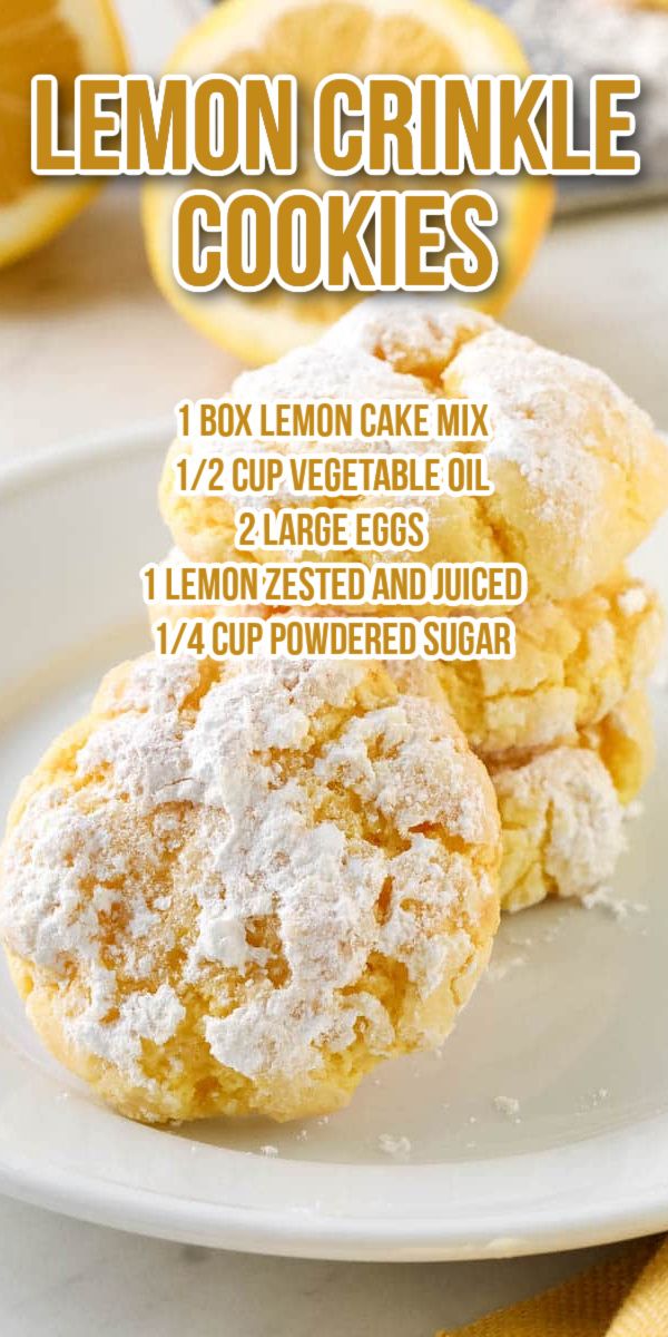 Lemon Crinkle Cooke Recipe Lemon Cake Mix Crinkle Cookies, Simple Cake Mix Cookies, Lemon Cookies From Cake Mix Recipes, Lemon Crinkle Cookies From Cake Mix Easy, Lemon Cake Box Cookies Recipes, Lemon Cake Cookies Mix Boxes, Lemon Crinkle Cookies Recipe Cake Mixes, Cookie Recipe From Box Cake, Lemon Cake Mix Cookies Recipes