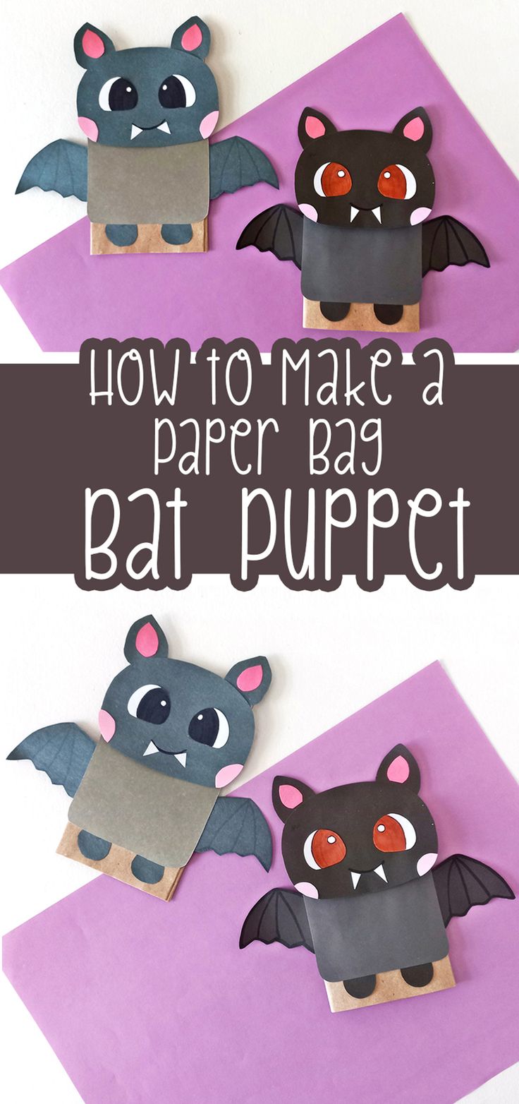 how to make a paper bag bat puppet