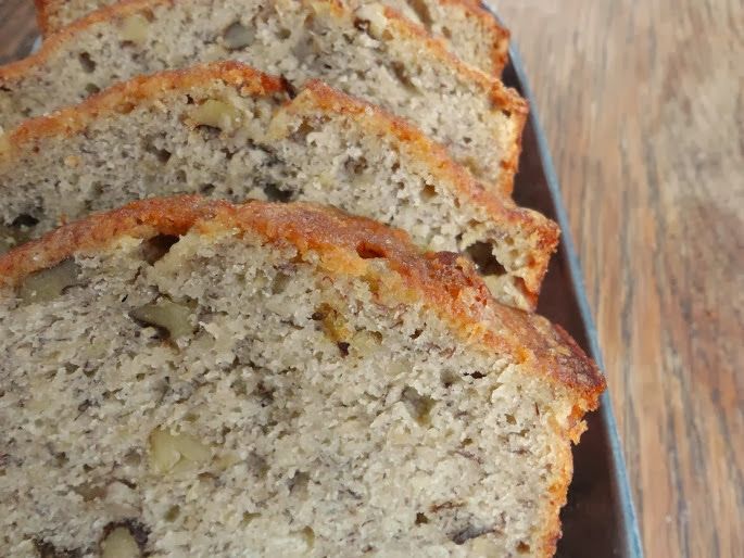 slices of banana nut bread on a plate