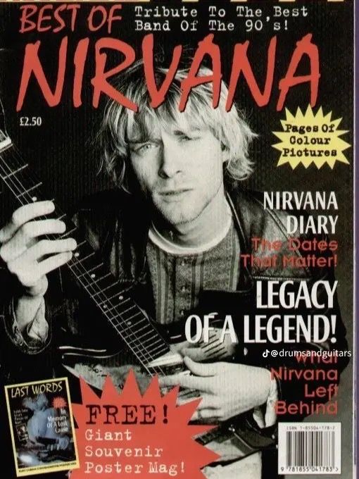 the front cover of nirvana magazine, featuring an image of nirvana playing his electric guitar