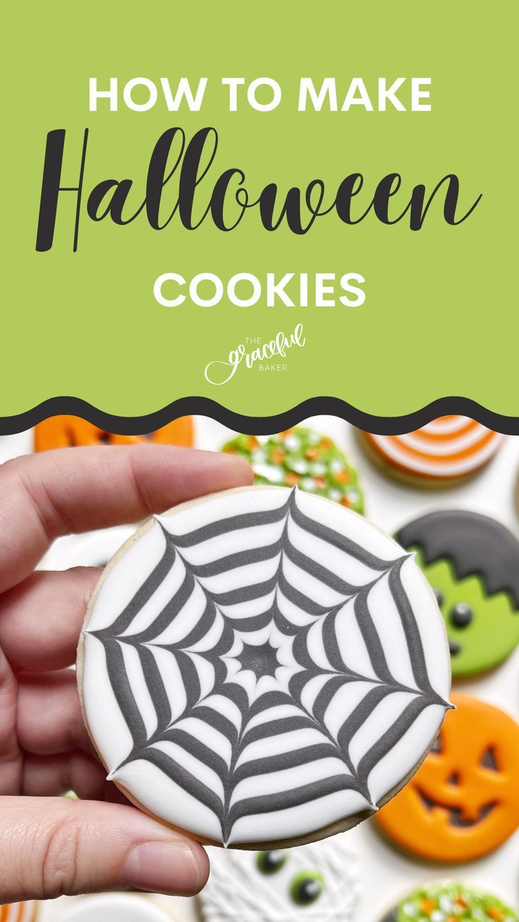 how to make halloween cookies that look like they have spider webs on the front