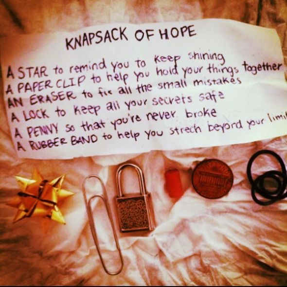 a note written to someone about hope and the things they have left in them for him