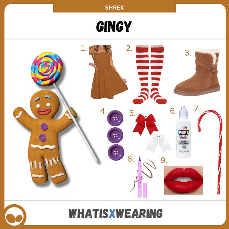 the ginger costume is being displayed with candy and other things to make it look like they are