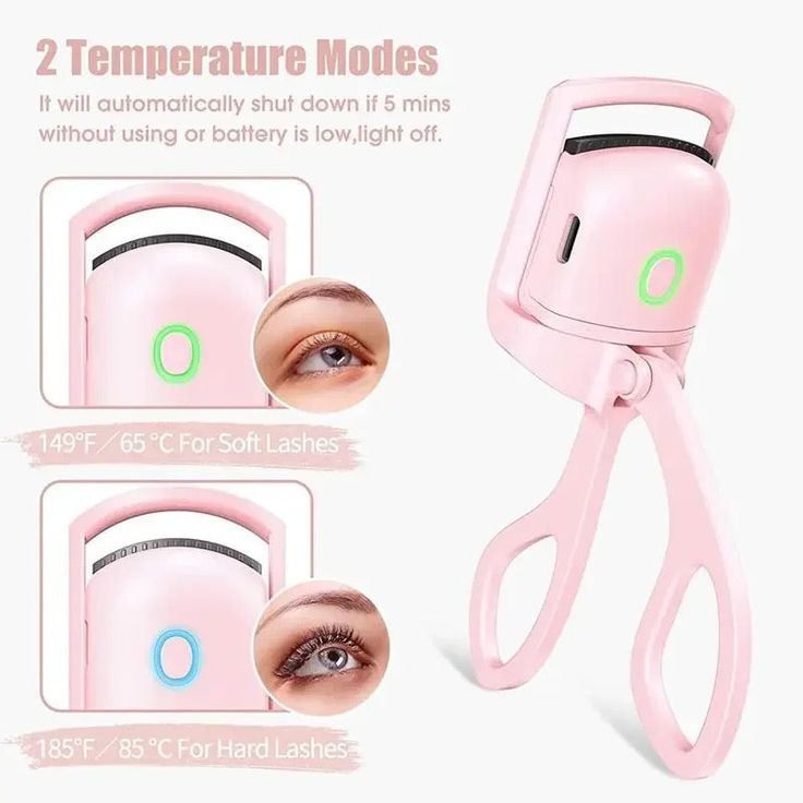 Electric Eyelash Curler USB Charging Model Fast Heating Portable Eye Lash Perm Shaping and Lasting Curling Thermal Eyelash Clip Features: Two settings: The curler has two settings, allowing users to choose between different levels of curl intensity. Rechargeable: The device is rechargeable and comes with a 130mAh battery, which can be charged for multiple uses. Automatic temperature control: The curler features automatic temperature control, ensuring safe and efficient operation. Easy to use: Th No Heat Curlers, Lash Perm, Eyelash Perm, Heated Eyelash Curler, Eyelash Curlers, Curl Lashes, Tools For Women, Lash Curler, Long Lasting Curls