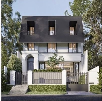 an artist's rendering of a house with three stories and two balconies