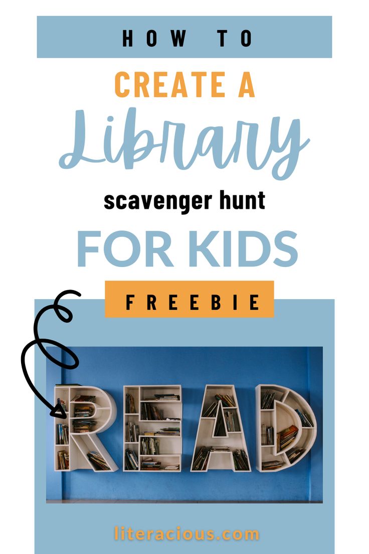 the words read, how to create a library scavenger hunt for kids freebie