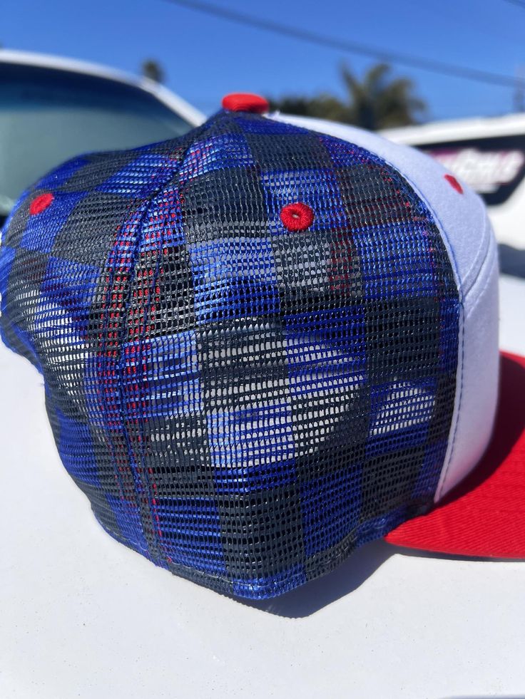 Description:Wave your pride, wear your passion. A cap that doesn't just shield from the sun but broadcasts your love for the nation. Gotta love that ol' red, white and blue. Fabric/Material: Durable fabric with sturdy stitching. Dimensions: Adjustable cap size. Sizes: One size with adjustable strap. Fit Advise: Snapback for custom fit. Note: A salute to every American heart. White Cap For Memorial Day, Adjustable Blue Trucker Hat For 4th Of July, White Patriotic Hat With Curved Bill, Patriotic White Hat With Curved Bill, Patriotic White Snapback Baseball Cap, 4th Of July Adjustable Snapback Hat With Curved Brim, Patriotic White Baseball Cap With Curved Bill, 4th Of July Curved Brim Adjustable Snapback Hat, Red Patriotic Hat, One Size Fits Most