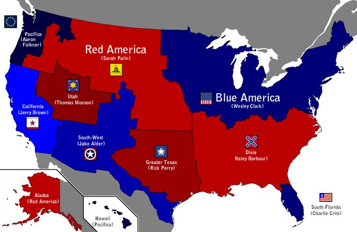 a map of the united states with red, white and blue colors in each state