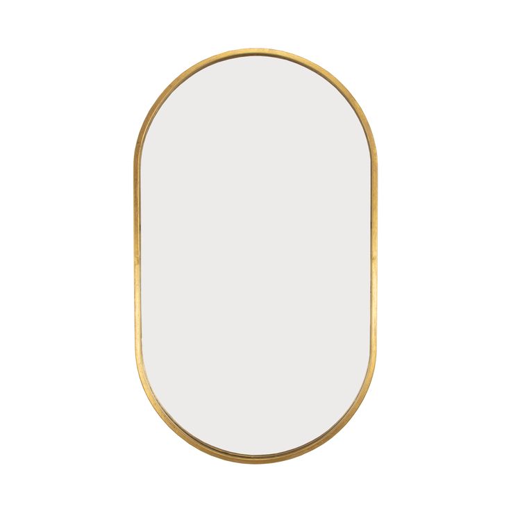 an oval mirror on a white background